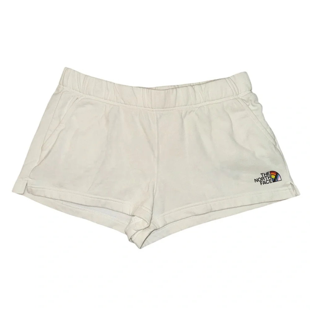 The North Face white rainbow logo elastic waistband shorts women’s size XL SOLD - Picture 1 of 5